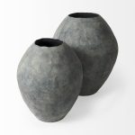 Gobi 20L x 23H Small Gray Ceramic Oval Vase