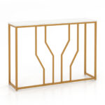 Modern White Console Table with Faux Marble Top and Gold Frame 10 Modern White Console Table with Faux Marble Top and Gold Frame