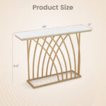 48 Inch Gold Console Table with Faux Marble Top