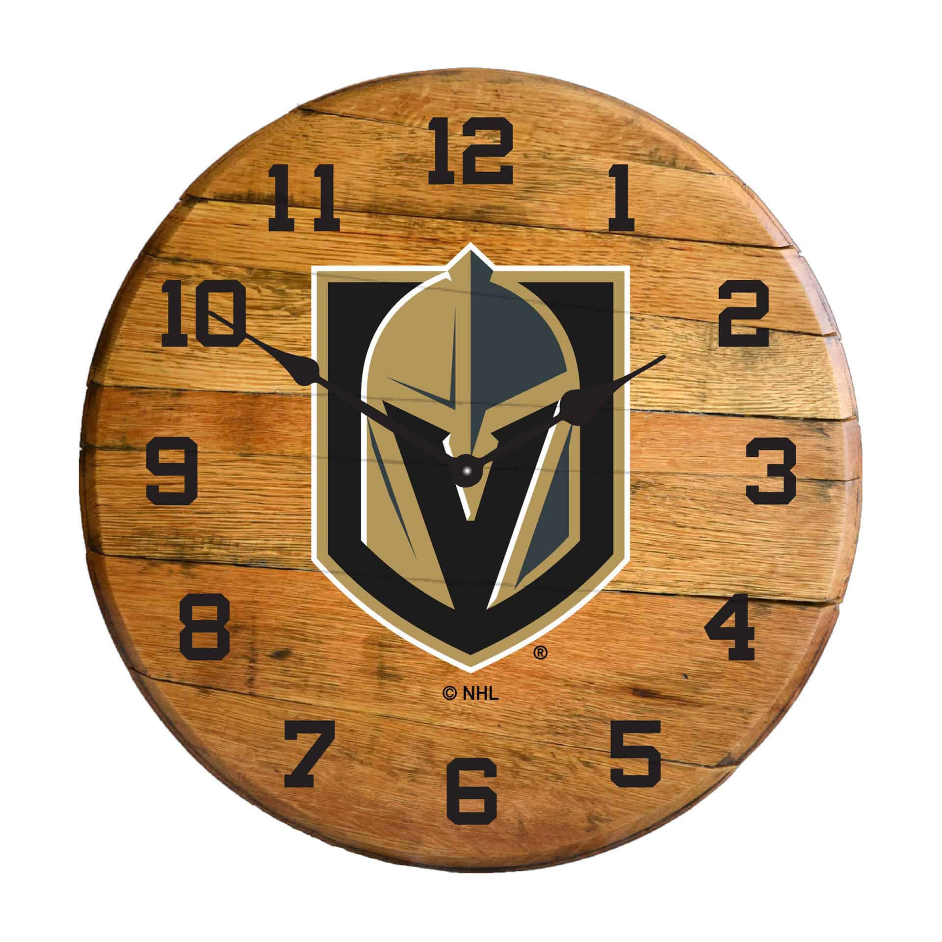 Golden Knights Oak Barrel Clock 2 Golden Knights Oak Barrel Clock - Image 2