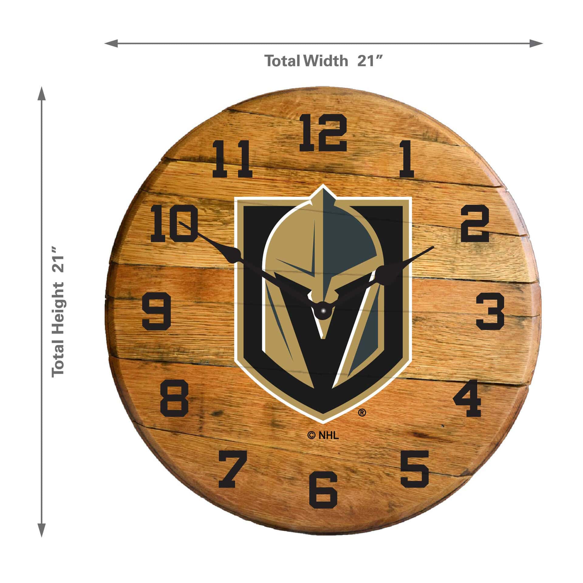 Golden Knights Oak Barrel Clock 3 Golden Knights Oak Barrel Clock - Image 3