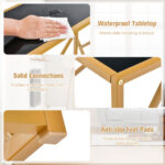Modern Black and Gold Glass Console Table with Metal Frame
