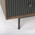 Grace 35.5L x 18.0W x 31.0H Medium Brown Wood W/Black Metal Frame 3 Drawer Accent Cabinet