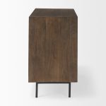 Grace 35.5L x 18.0W x 31.0H Medium Brown Wood W/Black Metal Frame 3 Drawer Accent Cabinet