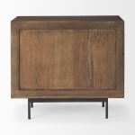 Grace 35.5L x 18.0W x 31.0H Medium Brown Wood W/Black Metal Frame 3 Drawer Accent Cabinet