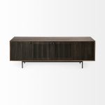 Grace I Two-Toned Brown Solid Wood TV Stand Media Console with Slated Doors, TV up to 82"