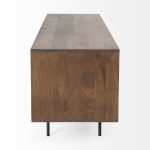 Grace I Two-Toned Brown Solid Wood TV Stand Media Console with Slated Doors, TV up to 82"