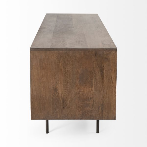 Grace I Two Toned Brown Solid Wood TV Stand Media Console with Slated Doors TV up to 82 4
