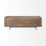 Grace I Two-Toned Brown Solid Wood TV Stand Media Console with Slated Doors, TV up to 82"