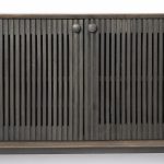 Grace I Two-Toned Brown Solid Wood TV Stand Media Console with Slated Doors, TV up to 82"