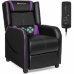 Gray Adjustable Massage Gaming Recliner Chair with Footrest and Storage