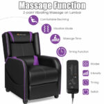 Gray Adjustable Massage Gaming Recliner Chair with Footrest and Storage
