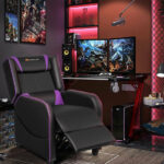 Gray Adjustable Massage Gaming Recliner Chair with Footrest and Storage