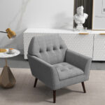 Modern Tufted Fabric Accent Chair with Wide Backrest and Cushion 8 Modern Tufted Fabric Accent Chair with Wide Backrest and Cushion