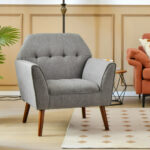 Modern Tufted Fabric Accent Chair with Wide Backrest and Cushion 9 Modern Tufted Fabric Accent Chair with Wide Backrest and Cushion