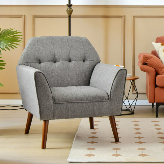 Modern Tufted Fabric Accent Chair with Wide Backrest and Cushion 2 Modern Tufted Fabric Accent Chair with Wide Backrest and Cushion - Image 2