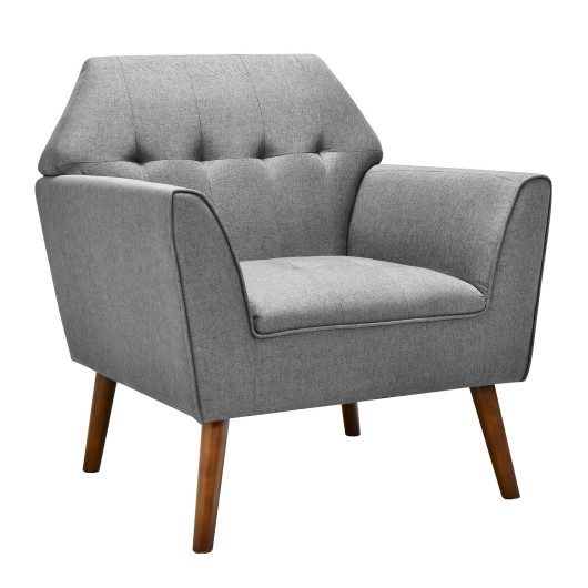 Modern Tufted Fabric Accent Chair with Wide Backrest and Cushion 3 Modern Tufted Fabric Accent Chair with Wide Backrest and Cushion - Image 3