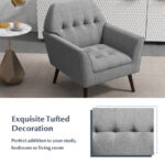 Modern Tufted Fabric Accent Chair with Wide Backrest and Cushion 13 Modern Tufted Fabric Accent Chair with Wide Backrest and Cushion