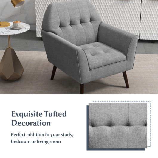 Modern Tufted Fabric Accent Chair with Wide Backrest and Cushion 6 Modern Tufted Fabric Accent Chair with Wide Backrest and Cushion - Image 6
