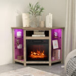 Corner Fireplace TV Stand with LED Lights and Smart Control