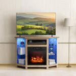 Corner Fireplace TV Stand with LED Lights and Smart Control