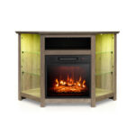 Corner Fireplace TV Stand with LED Lights and Smart Control