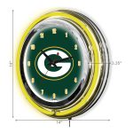 Green Bay Packers 14 Inch Neon NFL Chrome Clock