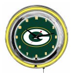 Green Bay Packers 14 Inch Neon NFL Chrome Clock