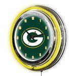 Green Bay Packers 14 Inch Neon NFL Chrome Clock