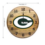 Green Bay Packers Authentic Oak Barrel Wall Clock