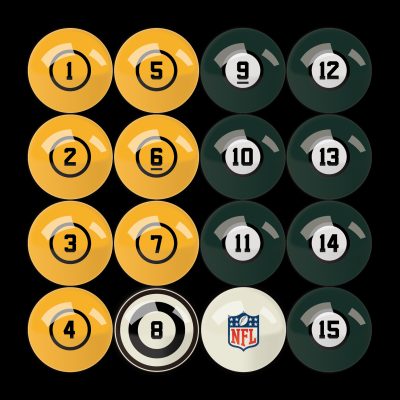 Green Bay Packers Billiard Ball Set Regulation Size and Weight