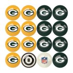 Green Bay Packers Billiard Ball Set Regulation Size and Weight