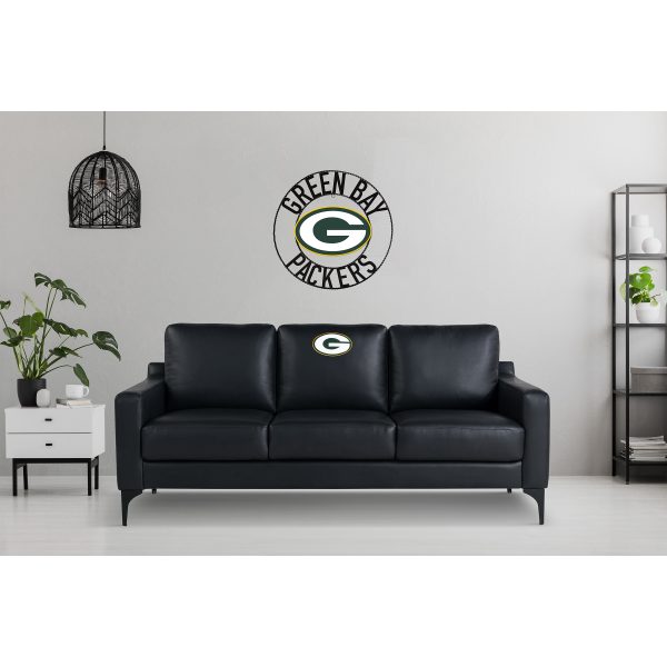 Green Bay Packers Embroidered Faux Leather Game Day Sofa 11