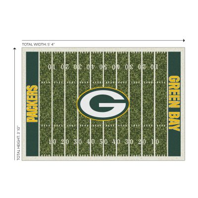 Green Bay Packers Homefield 4x6 Area Rug Football Field Style