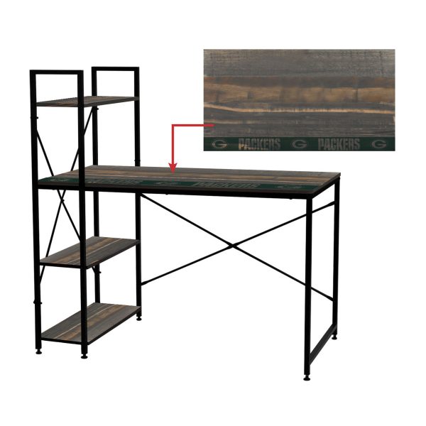 Green Bay Packers Industrial Desk with Shelves 10