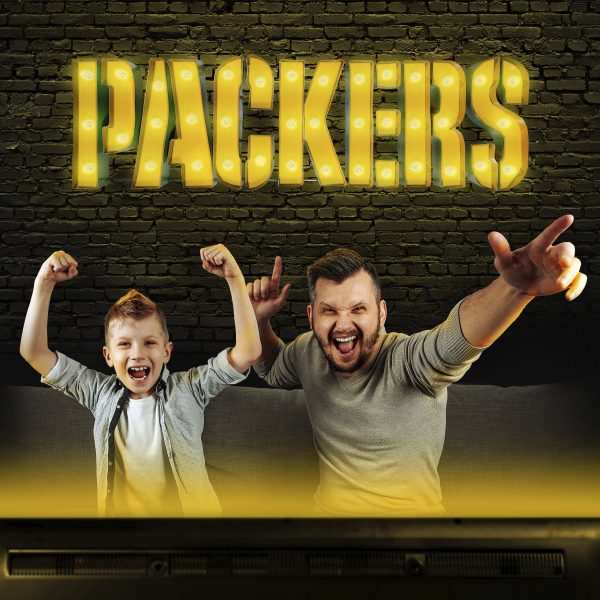 Green Bay Packers Lighted Recycled Metal Logo Sign NFL Licensed 2