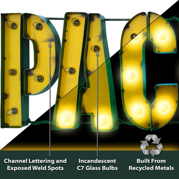 Green Bay Packers Lighted Recycled Metal Logo Sign NFL Licensed 5