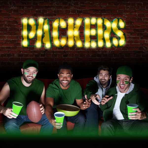Green Bay Packers Lighted Recycled Metal Logo Sign NFL Licensed 8