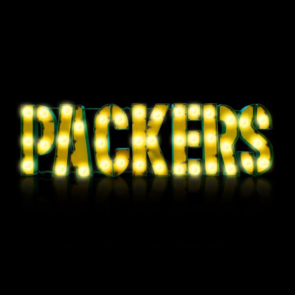 Green Bay Packers Lighted Recycled Metal Logo Sign NFL Licensed 9