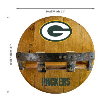 Green Bay Packers Oak Whiskey Barrel Bar Shelf