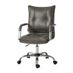 Grey Vegan Leather Tufted Wingback Ergonomic Adjustable Task Chair 7 Grey Vegan Leather Tufted Wingback Ergonomic Adjustable Task Chair