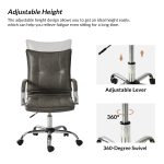 Grey Vegan Leather Tufted Wingback Ergonomic Adjustable Task Chair 8 Grey Vegan Leather Tufted Wingback Ergonomic Adjustable Task Chair