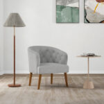 Gray Upholstered Tub Chair with Rubber Wood Legs and Foot Pads 9 Gray Upholstered Tub Chair with Rubber Wood Legs and Foot Pads