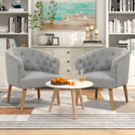 Gray Upholstered Tub Chair with Rubber Wood Legs and Foot Pads 12 Gray Upholstered Tub Chair with Rubber Wood Legs and Foot Pads