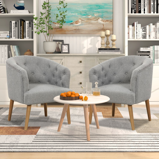 Gray Upholstered Tub Chair with Rubber Wood Legs and Foot Pads 5 Gray Upholstered Tub Chair with Rubber Wood Legs and Foot Pads - Image 5