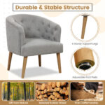 Gray Upholstered Tub Chair with Rubber Wood Legs and Foot Pads 13 Gray Upholstered Tub Chair with Rubber Wood Legs and Foot Pads