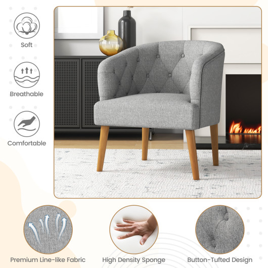 Gray Upholstered Tub Chair with Rubber Wood Legs and Foot Pads 7 Gray Upholstered Tub Chair with Rubber Wood Legs and Foot Pads - Image 7