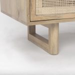 Grier 36L x 18W x 31H Light Brown Wood w/ Cane 2 Door Accent Cabinet