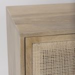 Grier 36L x 18W x 31H Light Brown Wood w/ Cane 2 Door Accent Cabinet