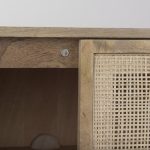 Grier 36L x 18W x 31H Light Brown Wood w/ Cane 2 Door Accent Cabinet